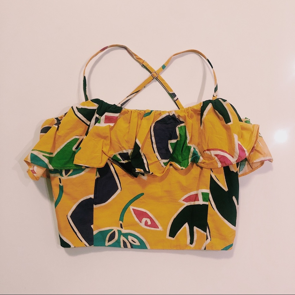 Zara yellow floral crop top